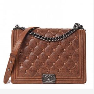 CHANEL Nubuck Quilted Large Celtic Boy bag